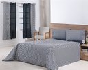Ver imagem 1 de Jogo Lençol 4 Peças Cama Viúva 1,88mx1,28mx30cm 100% Algodão 180 Fios Chevron Preto