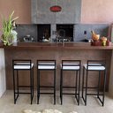 Ver imagem 4 de Kit 4 Banquetas Quadrada Bistro Industrial Alta Casa Bar Cozinha:branco