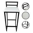 Ver imagem 5 de Kit 4 Banquetas Quadrada Bistro Industrial Alta Casa Bar Cozinha:branco