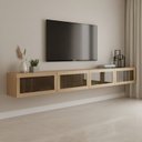 Ver imagem 1 de Rack para TV até 75 Polegadas 4 Portas Basculantes Vidro Reflecta 320cm R1501 Yescasa Jatoba Terroso