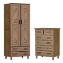 Ver imagem 1 de Conjunto p/ Quarto Imbuia Guarda-Roupa Multiuso Flex 2 Portas 2 Gavetas Cômoda 6 Gavetas Madeira Mac