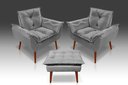 Ver imagem 1 de Kit 2 Poltronas Opala + 1 Puff Opala Suede Cinza Claro - Tucanos Estofados