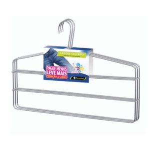 Cabide Calceiro Triplo para Calças - Kit com 3 Unidades - Cód 08541