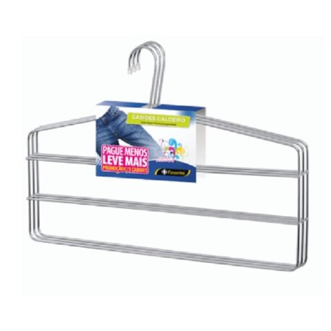 Cabide Calceiro Triplo para Calças - Kit com 3 Unidades - Cód 08541