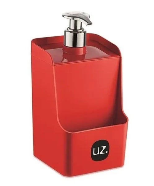 Kit Escorredor De Louças + Porta Detergente Slim UZ Vermelho - 3