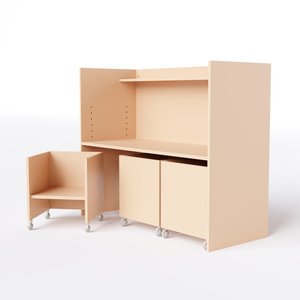 Mesa com Regulagem de Altura 2 Baus e 1 Cadeira:rosa