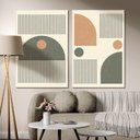 Ver imagem 1 de Quadro Decorativo Minimalista Formas Geométricas e Linhas Moldura Filete:moldura Branca/60x90