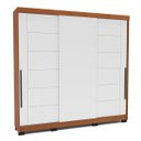 Ver imagem 2 de Roupeiro Lisboa 3 Portas de Correr 4 Gavetas 217x213cm Freijó/Branco 240846