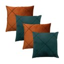Ver imagem 1 de Kit 4 Capas para Almofada Drapeada em Veludo Quadrada Várias Cores Cor:terracota e Verde Escuro