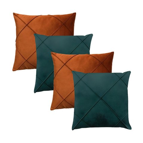 Kit 4 Capas para Almofada Drapeada em Veludo Quadrada Várias Cores Cor:terracota e Verde Escuro