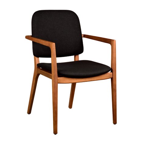 Cadeira para Mesa de Jantar Ram 55cm Madeira Maciça | Preto - Sallar Home