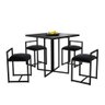 Conjunto Mesa de Jantar Onix Tampo Preto com 4 Cadeiras Industrial Estofados Suede Preto Ferro Preto - 2