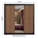 Ver imagem 3 de Guarda-Roupa Casal Madesa Lyon Plus 3 Portas de Correr com Espelho 4 Gavetas Preto/Rustic Cor:Preto/