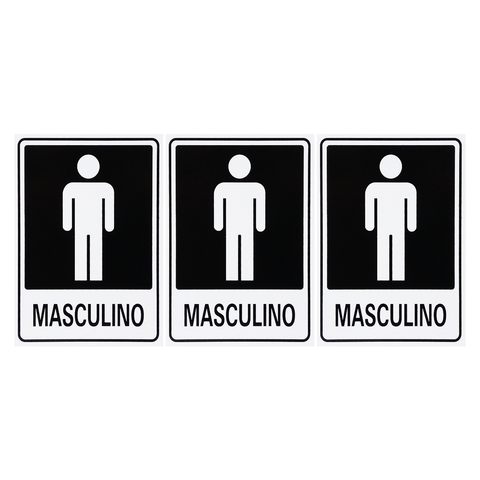 Combo 3 Placas De Sinalização Banheiro Masculino 15x20 Acesso - A-466 F9e