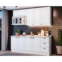 Ver imagem 1 de Kit de Cozinha Modulada 7 Peças Americana (2 Aéreos. 2 Balcões, 1 Nicho, 2 Complementos ) Branco