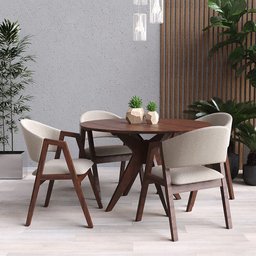 Mesa Redonda de Madeira Cor Canela 4 Lugares 120x120cm Adele - Iaza Moveis - 2