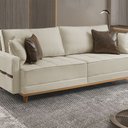 Ver imagem 1 de Sofá Fixo 5 Lugares M-203 2,40m Molas Bonnel, Almofadas Soltas e Revestimento em Linho Estofados Mar