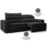 Sofá Lord 2,00m Retrátil e Reclinável Velosuede - Netsofas - Preto - 4