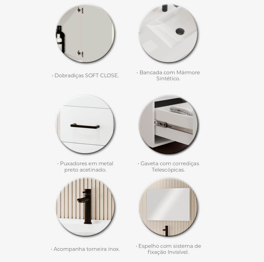 Kit Armário para Banheiro Ônix 63 - Branco - 4