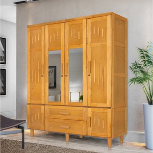 Guarda Roupa em Madeira Maciça 4 Portas 2 Portas com Espelho Imperatriz Imbuia