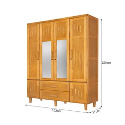 Guarda Roupa em Madeira Maciça 4 Portas 2 Portas com Espelho Imperatriz Imbuia - 5