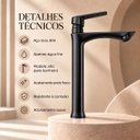 Ver imagem 4 de Torneira Lima Preta Alta Aço Inox 304 Premium Luxo Goldenx