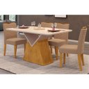 Ver imagem 1 de Conjunto: Mesa Sala Jantar Argo Tampo Madeirado C/ Vidro Curvo 136x90cm e 4 Cadeiras Julia Cedro/off