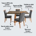 Ver imagem 2 de Conjunto Mesa Jantar Isabela 1,2m Freijó Pés Cerejeira 4 Cadeiras Heloísa Almofadada - Cinza Veludo