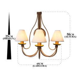 Luminária de Parede Com Cúpulas de Algodão Decoração Interna - Dourado - 2