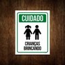 Placa De Sinalização - Cuidado Crianças Brincando 27x35 - 1