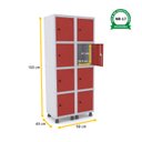 Ver imagem 2 de ROUPEIRO DE AÇO 2M 08 PORTAS PITÃO PANDIN - CINZA/VERMELHO GRP 502/8 DI