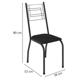 Mesa de Jantar Bruna 100x60 Cm com Granito Ocre Itabira com 4 Cadeiras 063 Preto - Artefamol - 3