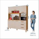 Ver imagem 3 de Armário de Cozinha 6 Portas e 3 Gavetas 100% MDF Caribe Yescasa Bege/Cinamomo/Off White