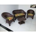 Ver imagem 3 de Conjunto Bali Aba 1 Sofá 2 Poltronas 1 Mesinha em Fibra Sintética para Jardim Varanda Área Externa