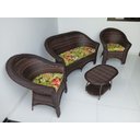 Ver imagem 1 de Conjunto Bali Aba 1 Sofá 2 Poltronas 1 Mesinha em Fibra Sintética para Jardim Varanda Área Externa