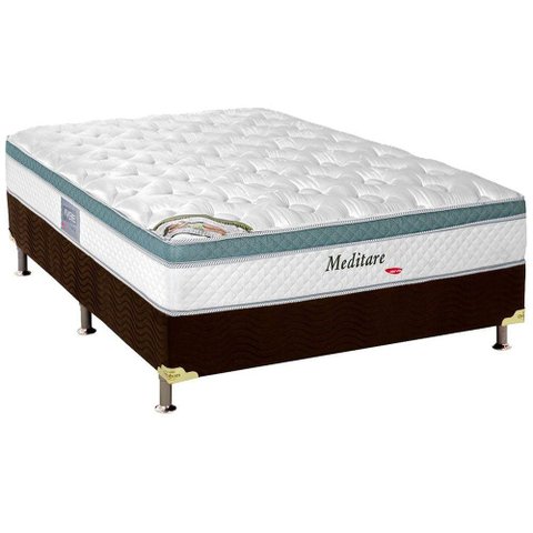 Cama Box Casal: Colchão Molas Herval MasterPocket Ensacadas Meditare + Base CRC Suede Marrom(138x188