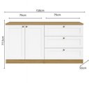 Ver imagem 3 de Kit Cômoda 3 Gavetas e Armário 2 Portas Provençais 100% MDF Infinity Branco/Savana