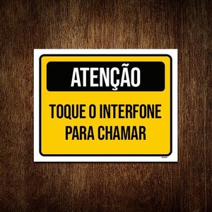 Placa Atenção Toque Interfone Para Chamar 27x35