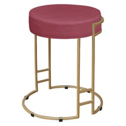 Kit 2 Puffs Dara Suede Rosa Base Industrial Dourado - 3