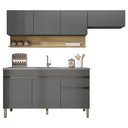 Ver imagem 3 de Armário de Cozinha 4 Peças Balcão com Pia 150cm Lina18 K02 Gris/Freijó - Mpozenato