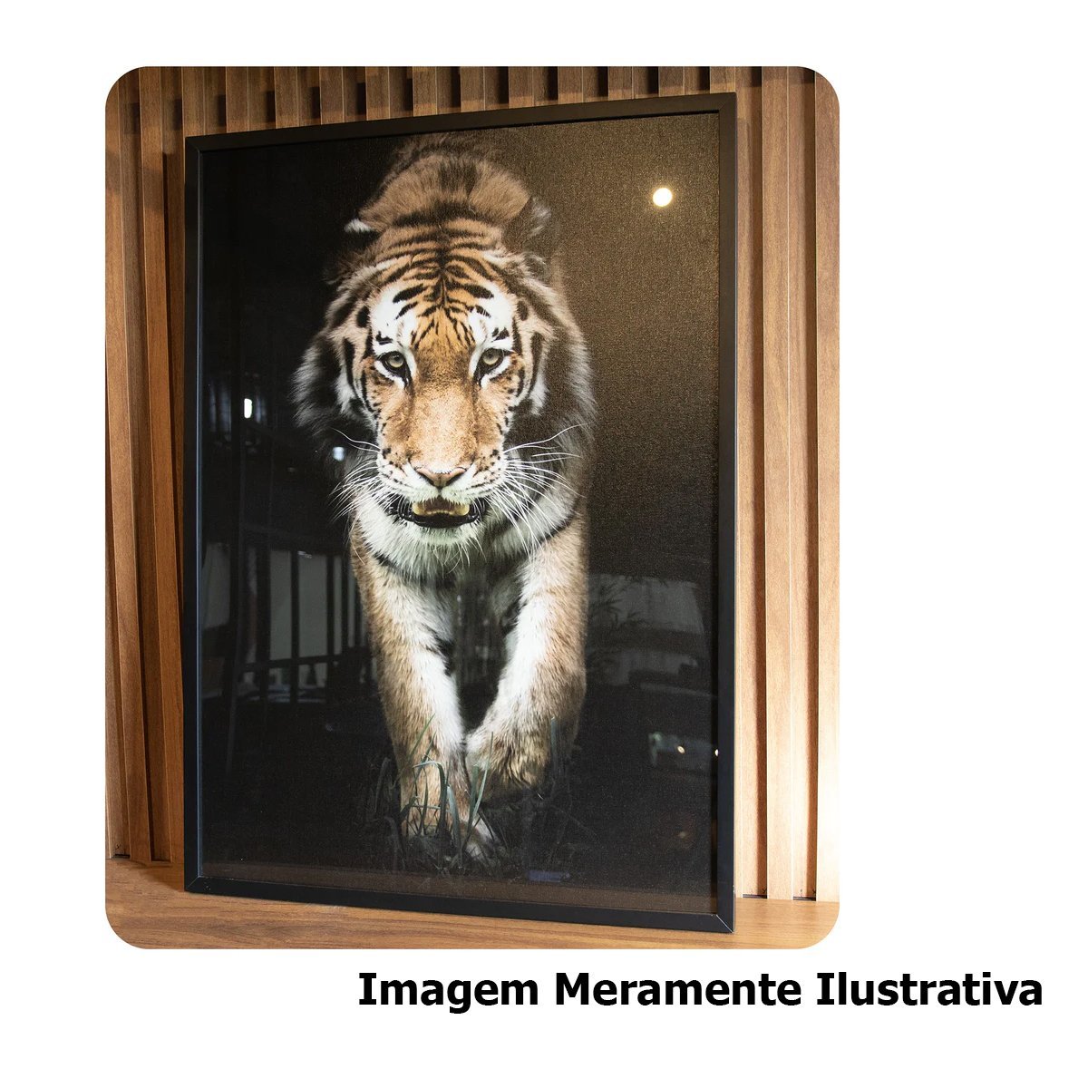 Quadro Animais Retrato do Leão c/ Moldura Preta e Vidro:100 x 70 cm - 3