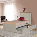 Ver imagem 1 de Cama Solteiro Barcelona Off White e Madeira com Cama Auxiliar - Tebarrot