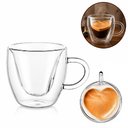 Ver imagem 1 de Xicara Coracao Vidro Duplo 260ml Grande Cafe Cha Coracao Caneca com Alca Romantica Copo Capuccino Vi