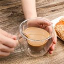 Ver imagem 2 de Xicara Coracao Vidro Duplo 260ml Grande Cafe Cha Coracao Caneca com Alca Romantica Copo Capuccino Vi