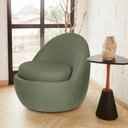 Ver imagem 2 de Poltrona Decorativa Orgânica Kaira Base Fixa Linho Verde Claro - Casaepoltrona