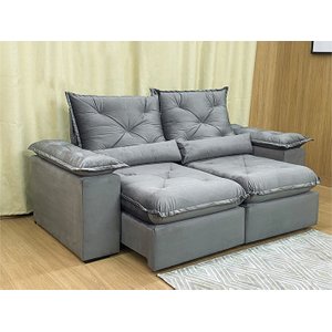 Sofá Retrátil Reclinável 2,00 M Cinza 502 Zuqui Plus