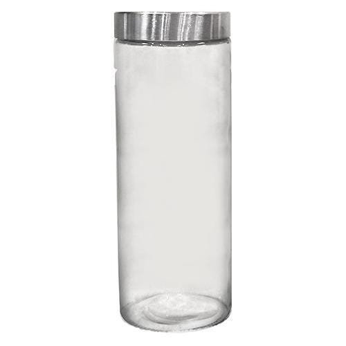 Porta mantimento redondo em vidro liso com tampa de metal cor prata 2,2L D11xA27cm transparente - 1