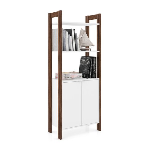 Estante Multiuso com 2 Portas Branco/nogal Tecnomobili Az1009 Cor: Branco/nogal