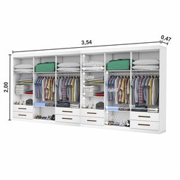 Closet Casal Duplo Lu 12 Portas 8 Gavetas - 5