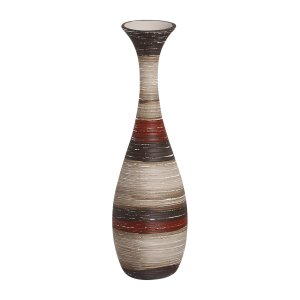 Vaso Decorativo de Mesa Textura Rústica Vermelho e Palha Vanguard G Terracota